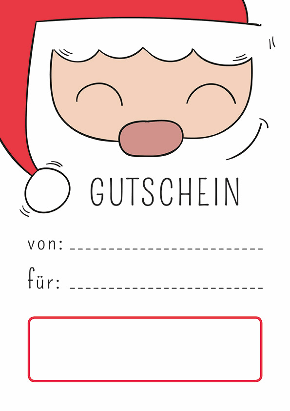 Gutschein-Vorlage zum Ausdrucken im Weihnachtsmann-Design